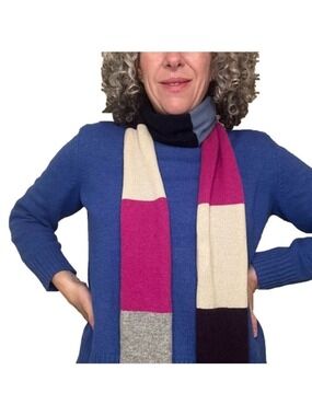 TASSELLI 100% Cashmere Italian Striped Scarf NWT